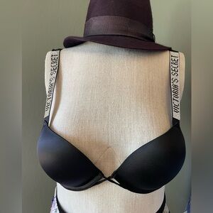 Victoria's Secret Rhinestone Spell Out Shine Bikini Top Bombshell 34A Push Up